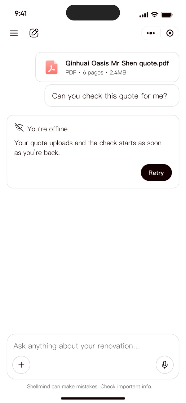 You're offline, with one Retry.
