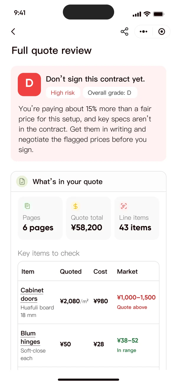 V2 verdict: Don't sign this contract yet, with the reason and next step.